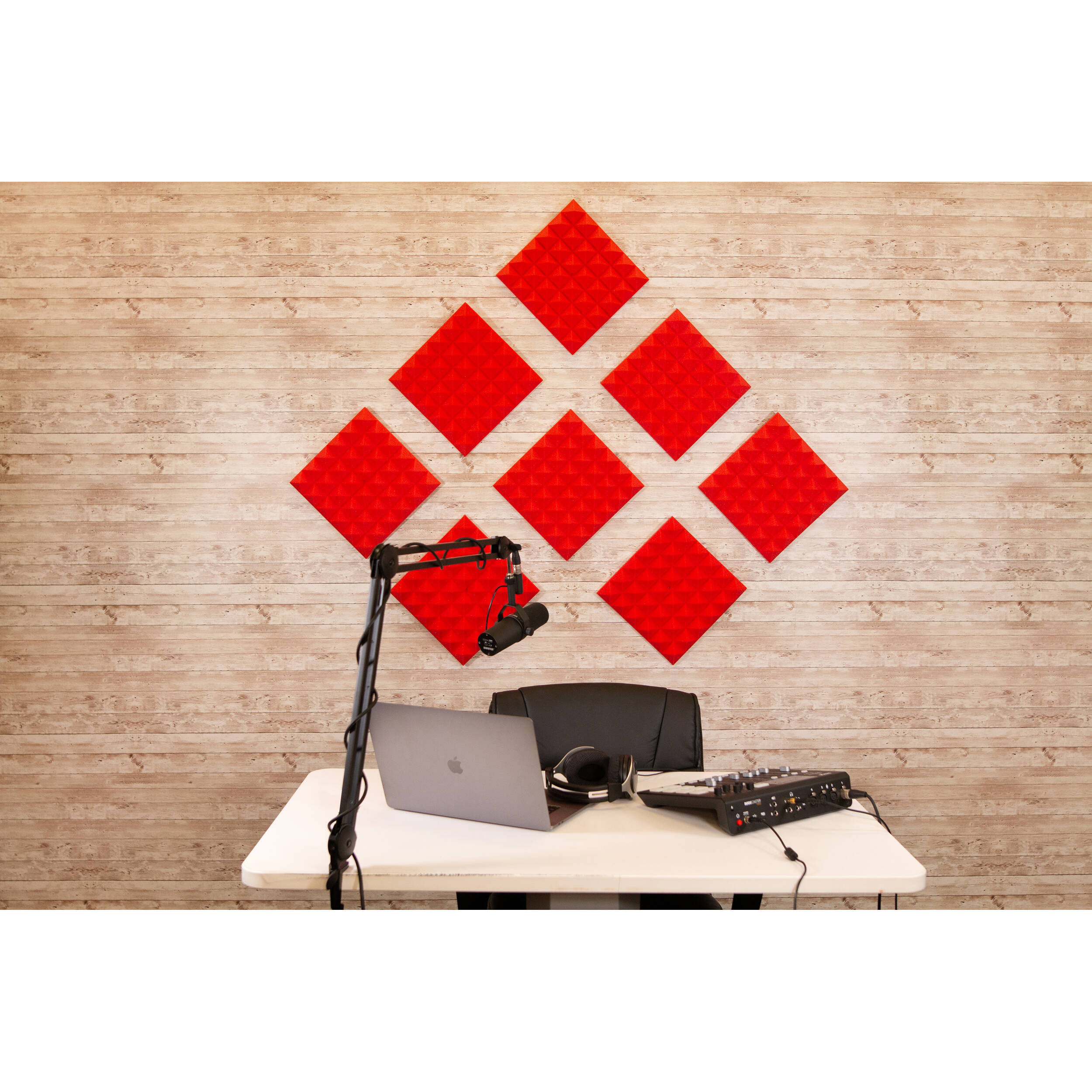 Gator Acoustic Pyramid Panel 12x12" (Red, 8pcs.)