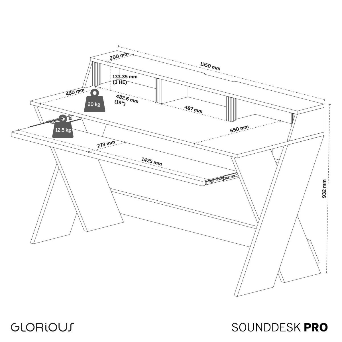Glorious Sound Desk Compact (White)