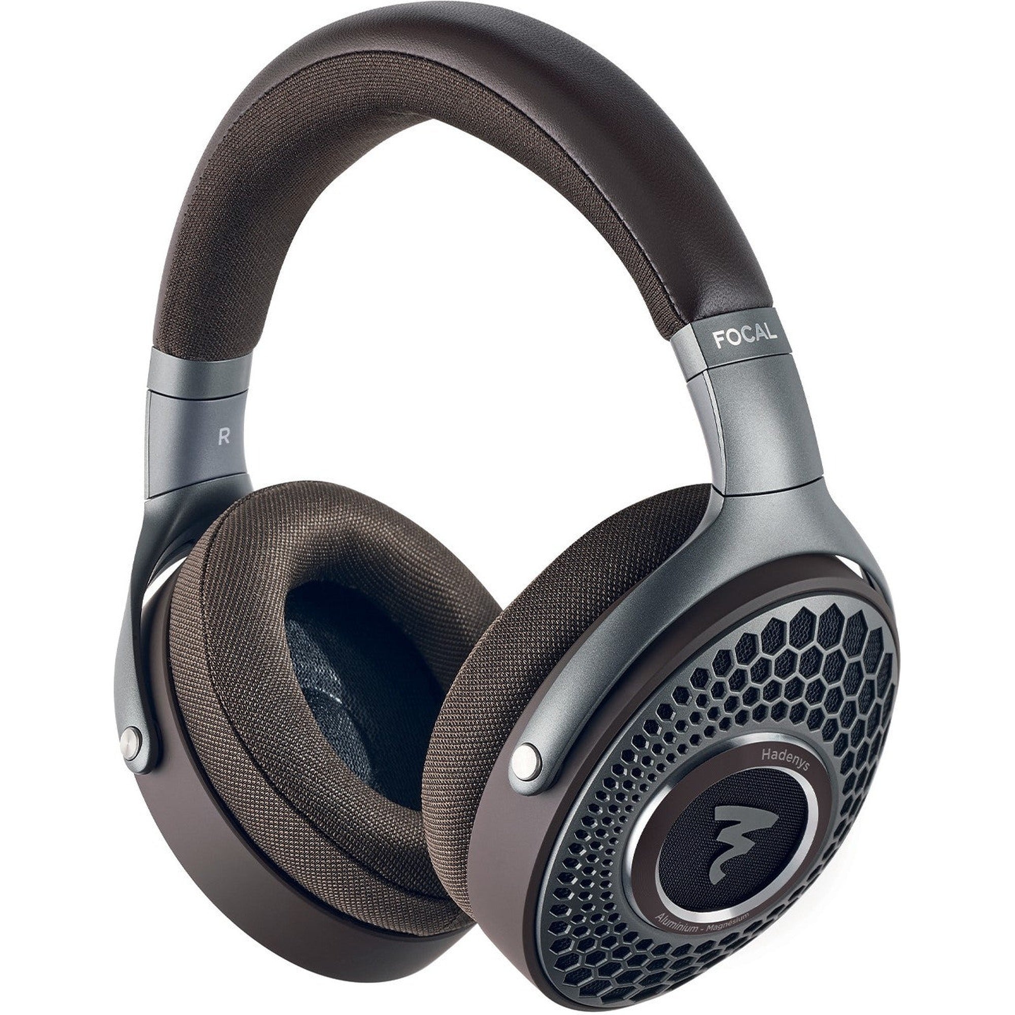 Focal Hadenys wired headphones in brown with cushioned ear cups and adjustable headband for comfortable listening.