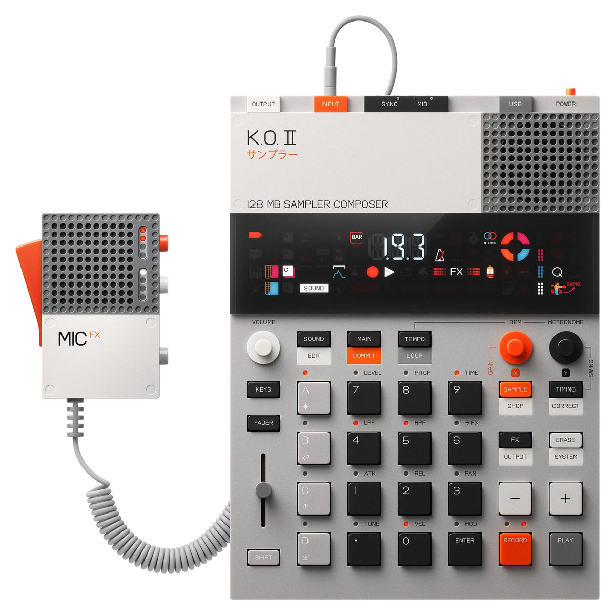 Teenage Engineering EP-2350 FX MIC connected to an EP-133 K.O. II sampler