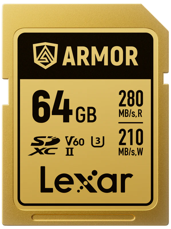 Lexar SDXC ARMOR Gold UHS-II U3, Stainless Steel, IP68 R280/W210 (V60) Memory Card