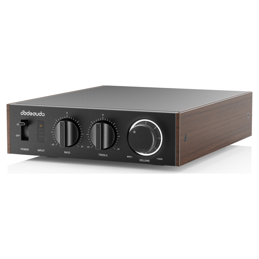 FiiO Level 1 desktop amplifier in black walnut finish