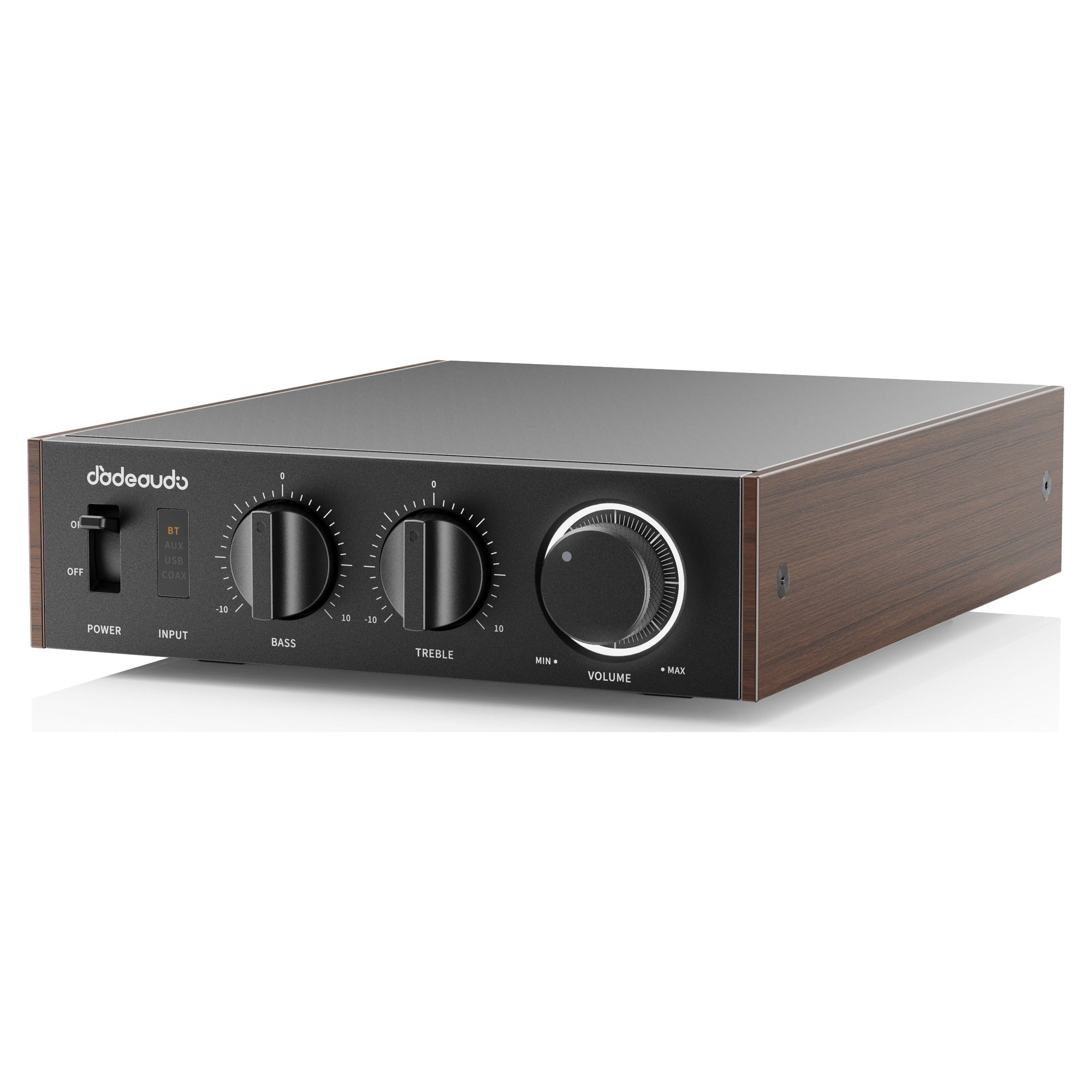 FiiO Level 1 desktop amplifier in black walnut finish