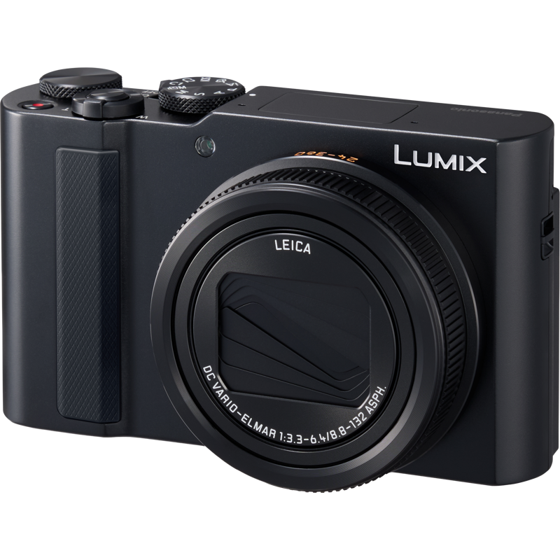 Panasonic LUMIX TZ300 compact camera with lens and LCD screen, ideal for travel and outdoor photography.