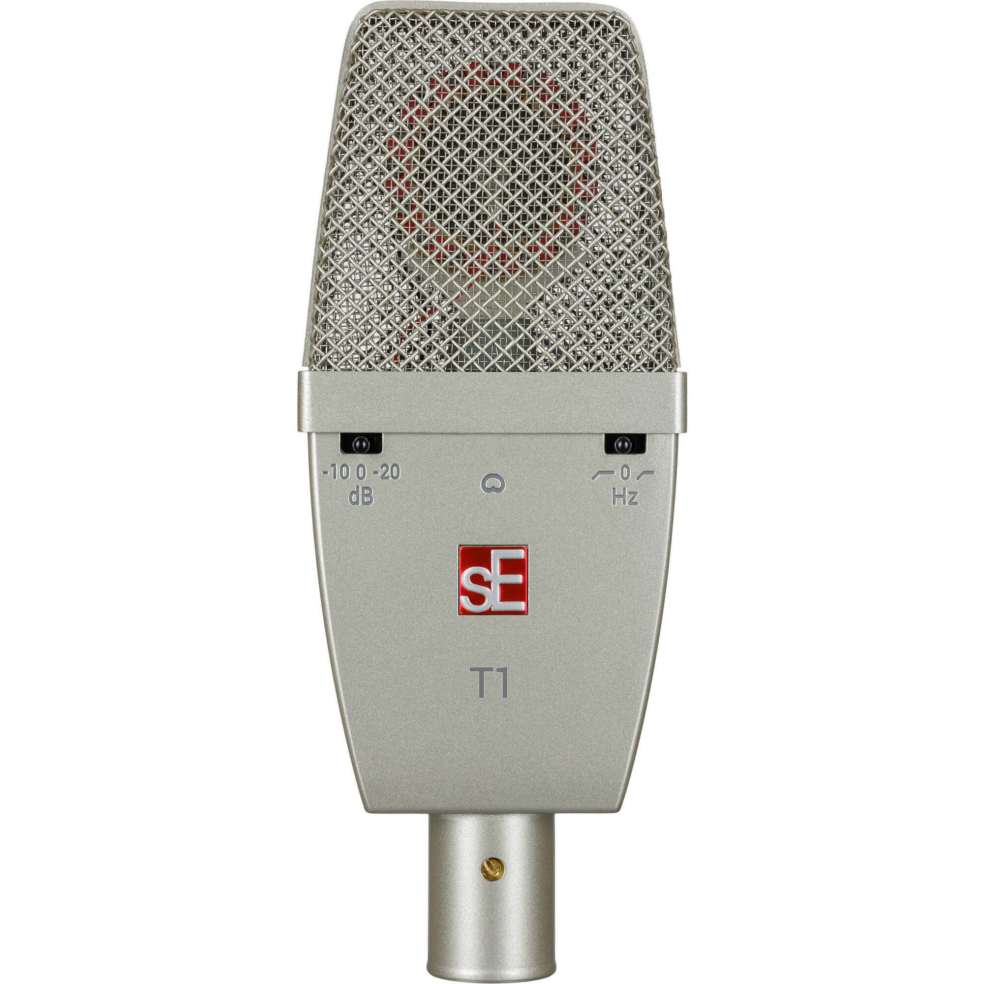 sE Electronics T1 condenser microphone with studio-quality build and black finish, suitable for professional recording setups.