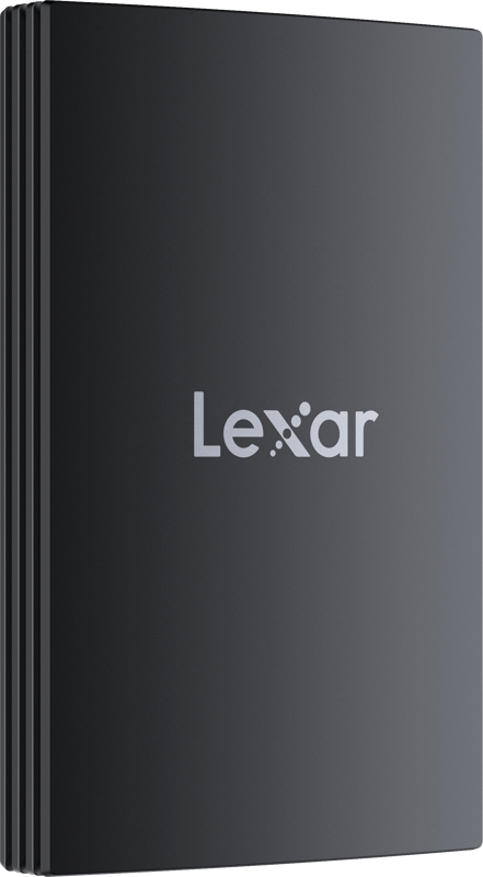 Lexar Armor 700 portable SSD external drive with rugged design and USB-C connection, showing the compact drive and protective casing.