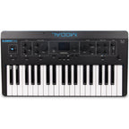Modal Electronics Element One keyboard synthesizer with sleek black design and multiple control knobs and keys.