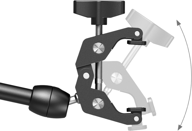 SmallRig desktop magic arm with crab-shaped clamp holding camera or light, versatile support for photography and video setups.