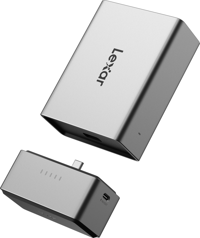 Lexar Workflow Go docking station with two module bays, USB hub and multiple port options for data transfer and device connectivity