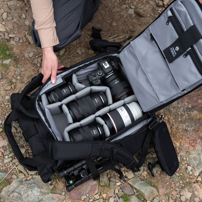 Wandrd Prvke 15L photo bundle camera bag with multiple compartments and adjustable straps, designed for outdoor photography equipment.