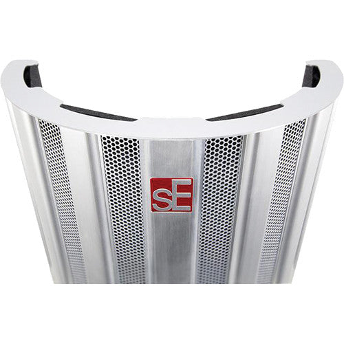 SE Electronics Reflexion Filter Space reflection filter for studio vocal recording, showing the compact, portable design in black.