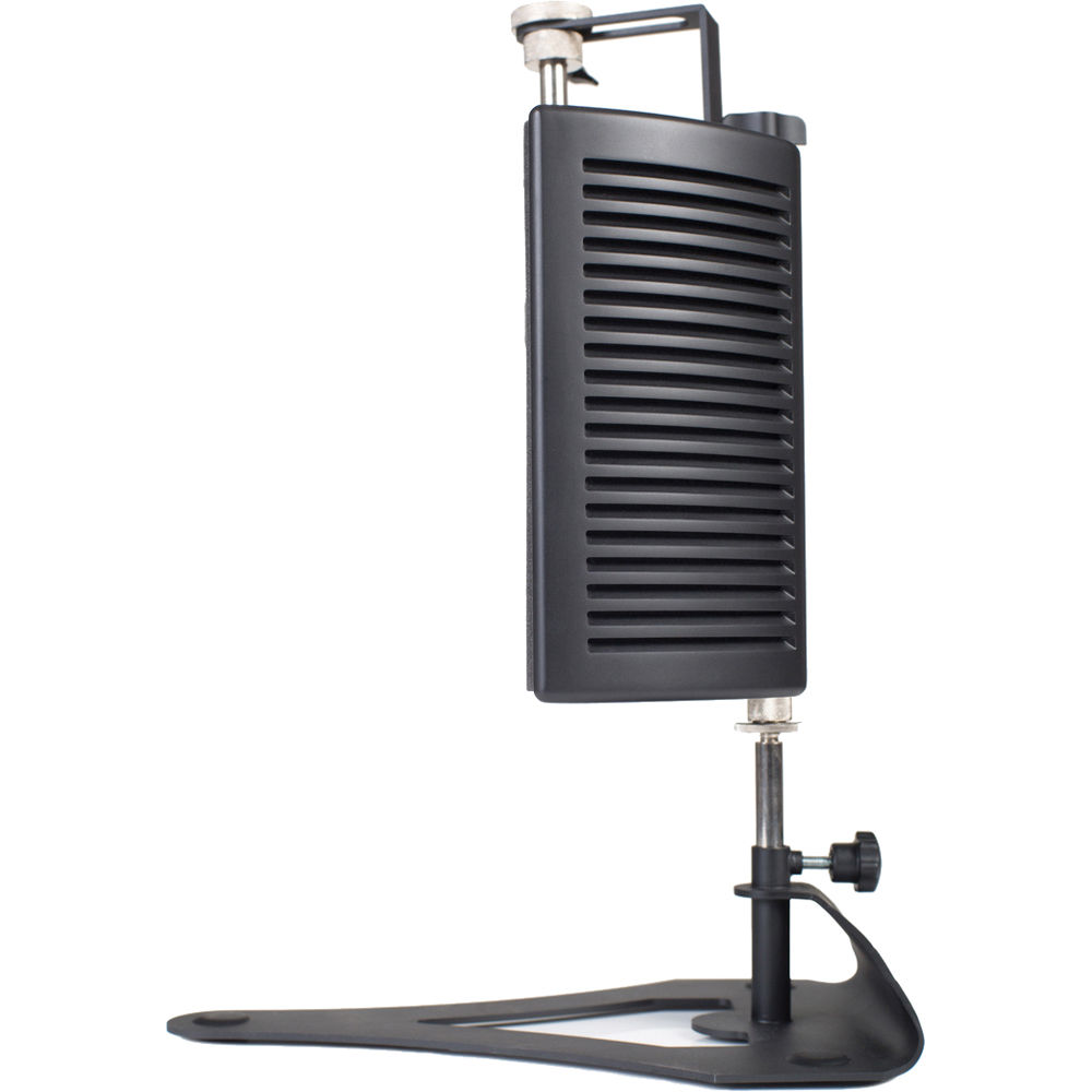 sE Electronics guitaRF reflection filter for guitar recording, showing the adjustable metal frame and acoustic foam panels.