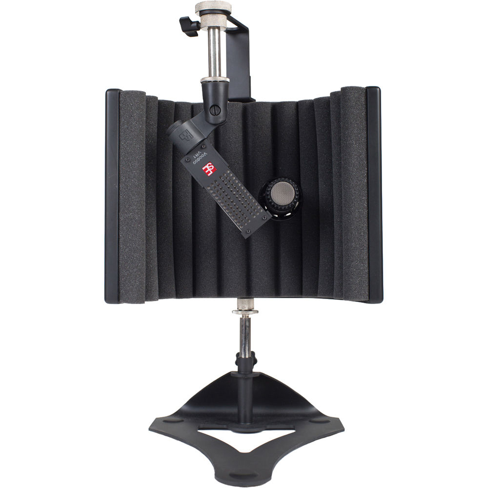 SE Electronics guitaRF reflection filter for acoustic guitar recording, showing the metal frame and adjustable mounting hardware.