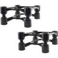 IsoAcoustics Aperta studio monitor stands with sleek design, supporting speakers for improved acoustic performance.