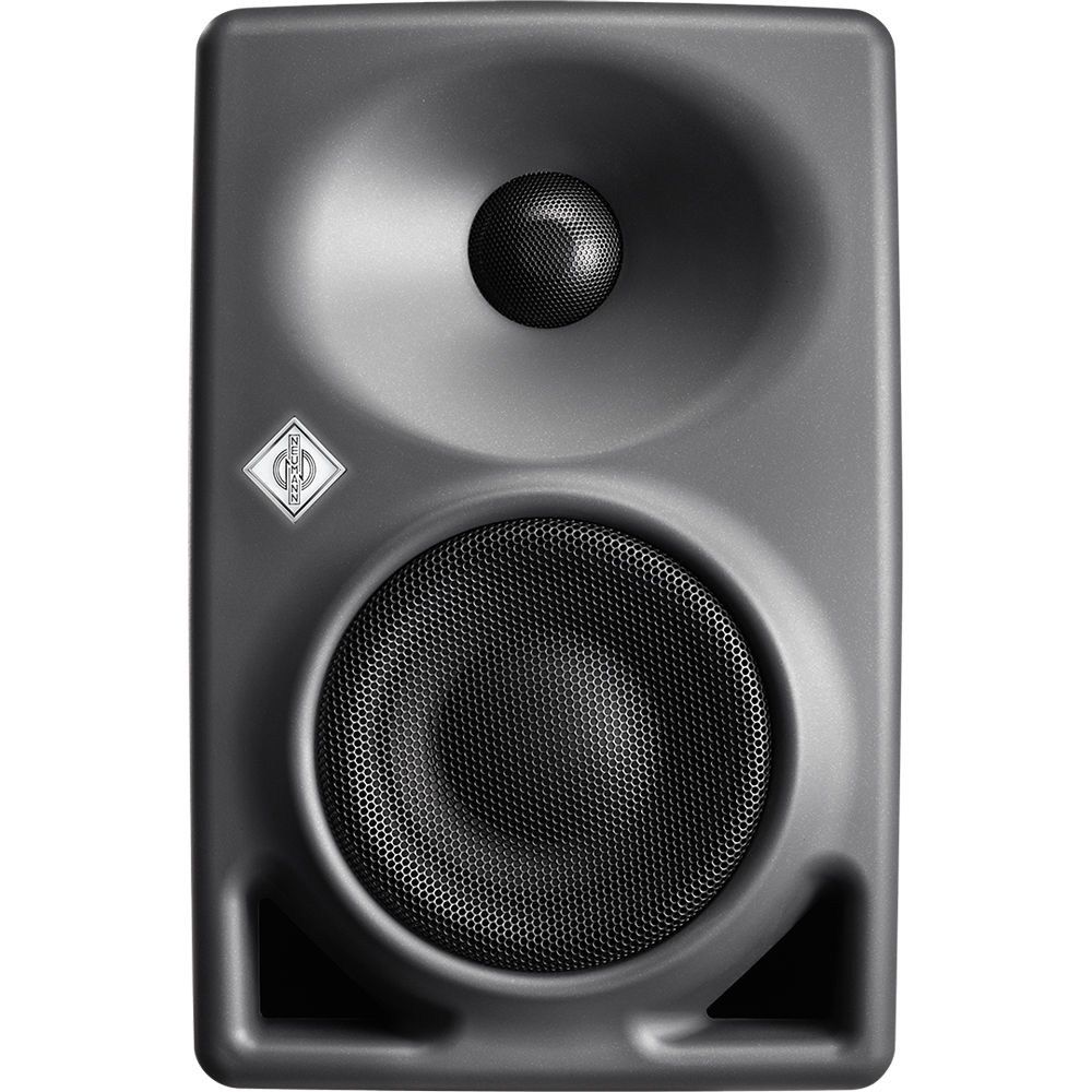Neumann KH 80 DSP active nearfield monitor speakers with sleek black finish and front panel controls.