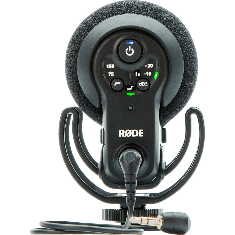 Rode VideoMic Pro+ camera microphone mounted on a camera, featuring a shock mount and windscreen for high-quality audio recording.