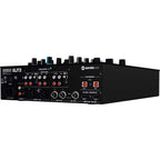 Reloop ELITE DJ mixer with multiple channels, knobs, and sliders for professional DJ performances and mixing.