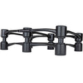 IsoAcoustics Aperta300 studio monitor stands with sleek black design, featuring adjustable height and sturdy construction for optimal audio.