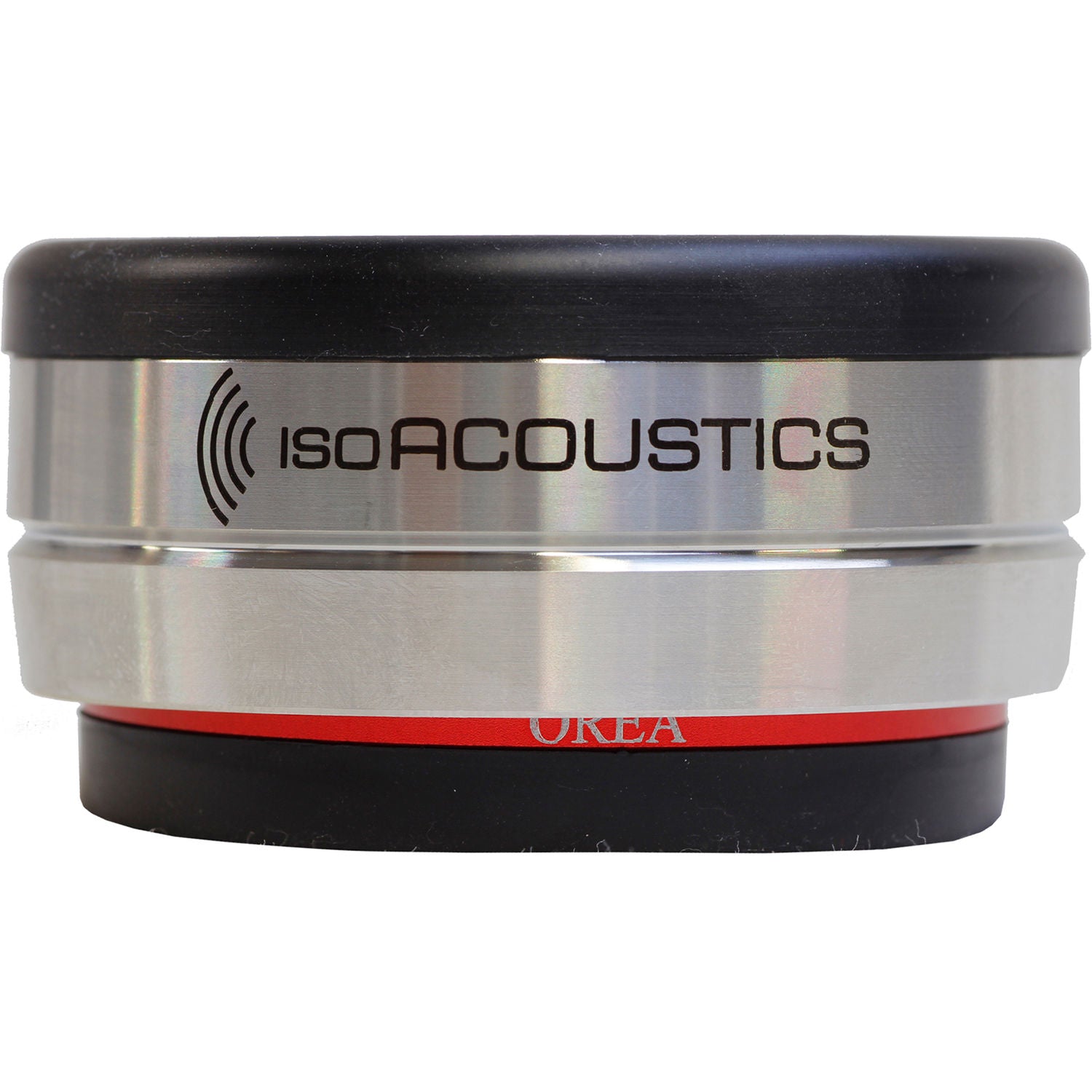 IsoAcoustics Orea Bordeaux studio monitor stands with sleek design, supporting audio equipment for optimal sound clarity.