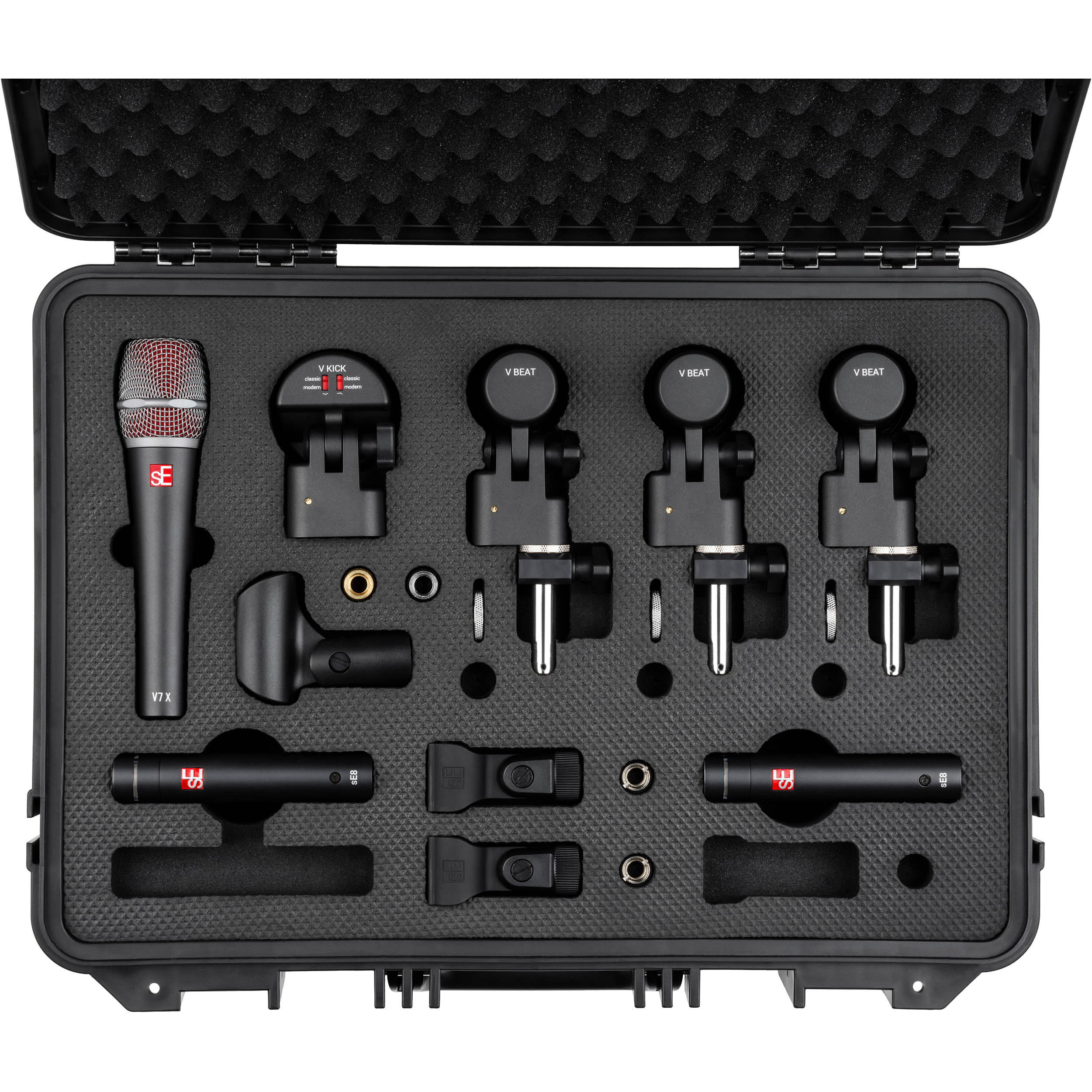 sE Electronics V Pack Arena dynamic microphone set with multiple microphones for professional vocal and instrument recording.