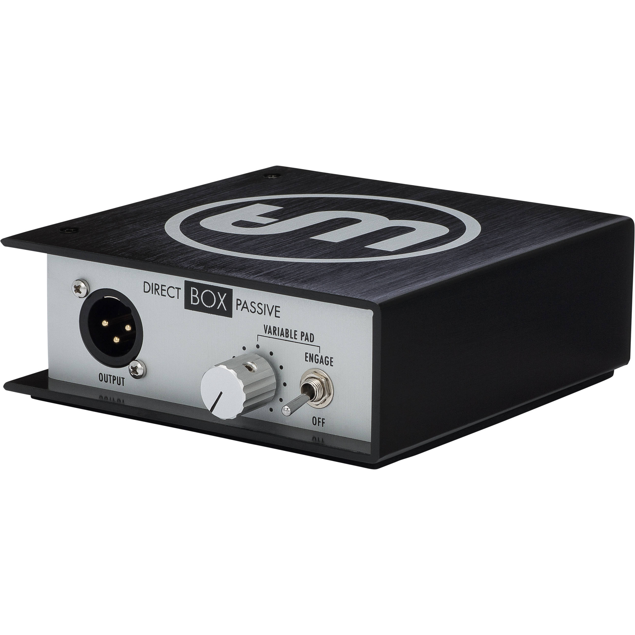 Warm Audio WA-DI-P DI box with input and output jacks, compact design, black metal casing, ideal for audio signal direct injection.