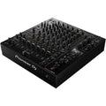 Pioneer DJ DJM-V10 DJ mixer with multiple channels, colorful controls, and professional audio interface for DJs.