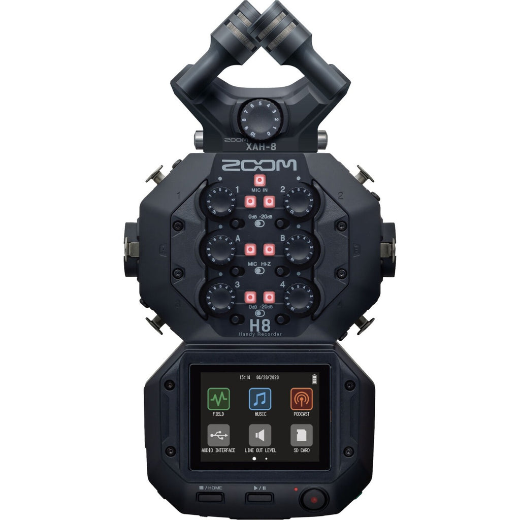 Zoom XAH-8 recorder accessory for Zoom H8, showing the compact audio interface attachment with connection ports.