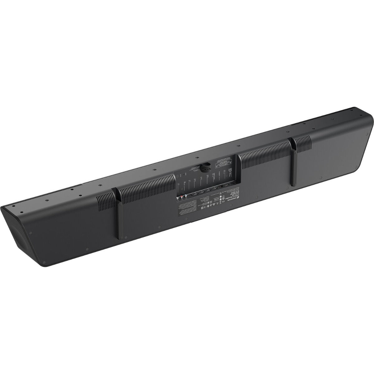 Sennheiser Ambeo Soundbar Max with sleek black design, featuring multiple speaker drivers and a modern TV audio setup.