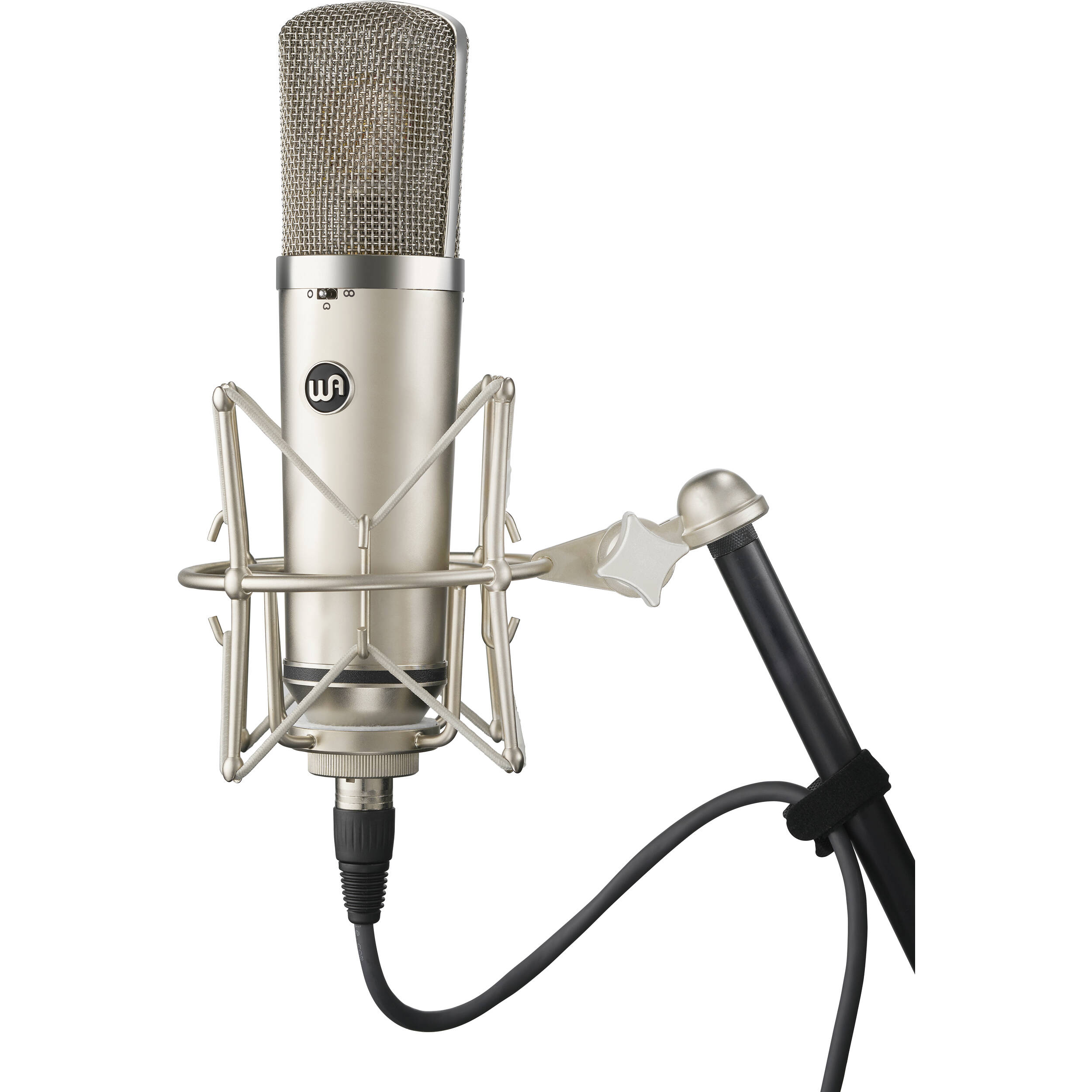 Warm Audio WA-67 condenser microphone with vintage design, featuring a large diaphragm and classic metal grille.