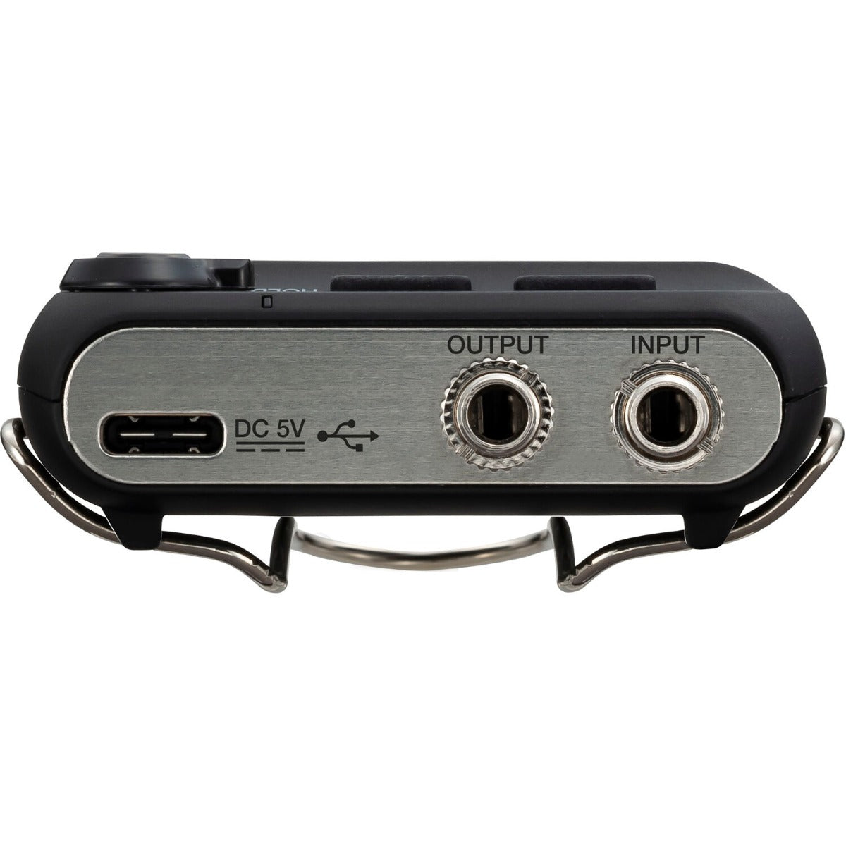 Zoom F2 digital recorder with compact design and multiple input options, shown with its accessories and controls.