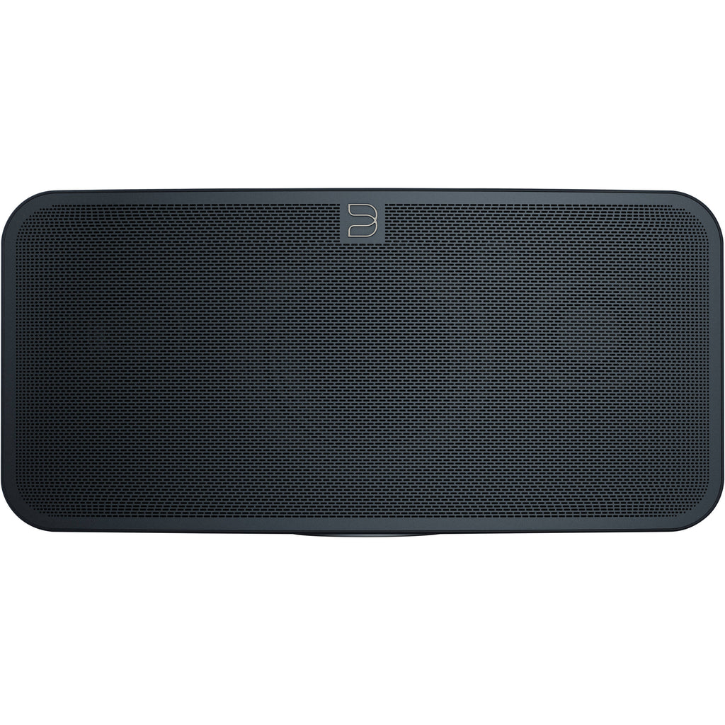 Bluesound Pulse 2i wireless speaker with sleek black design and control buttons on top, ideal for high-quality audio.