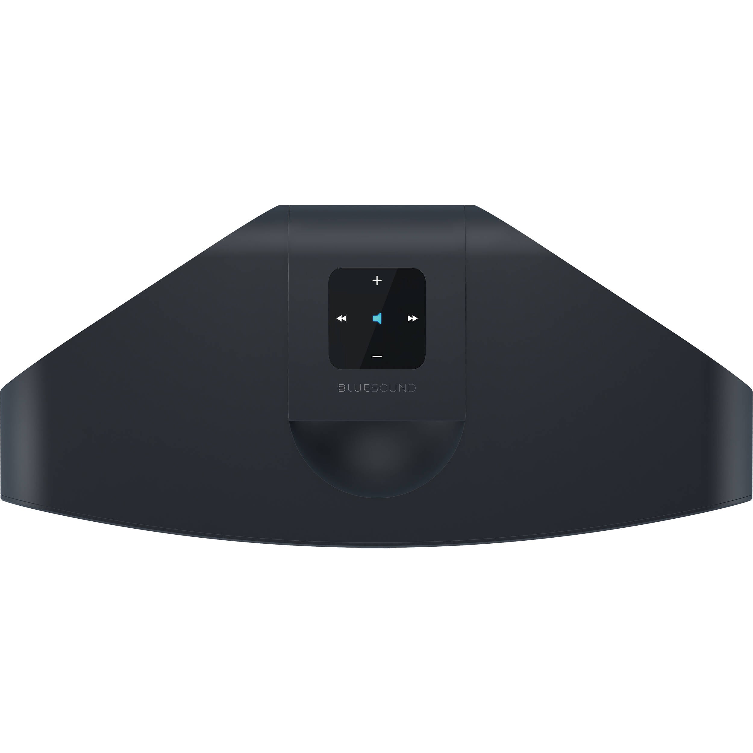 Bluesound Pulse 2i wireless speaker in black, showcasing its sleek design and compact form for high-quality audio.