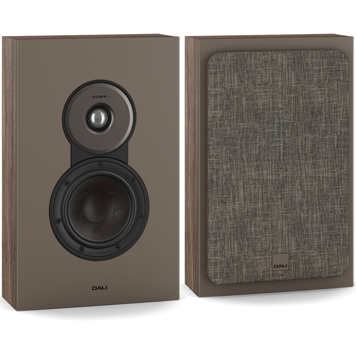 DALI Sonik On-Wall in-wall outdoor speaker with sleek black finish and compact design for enhanced audio performance.