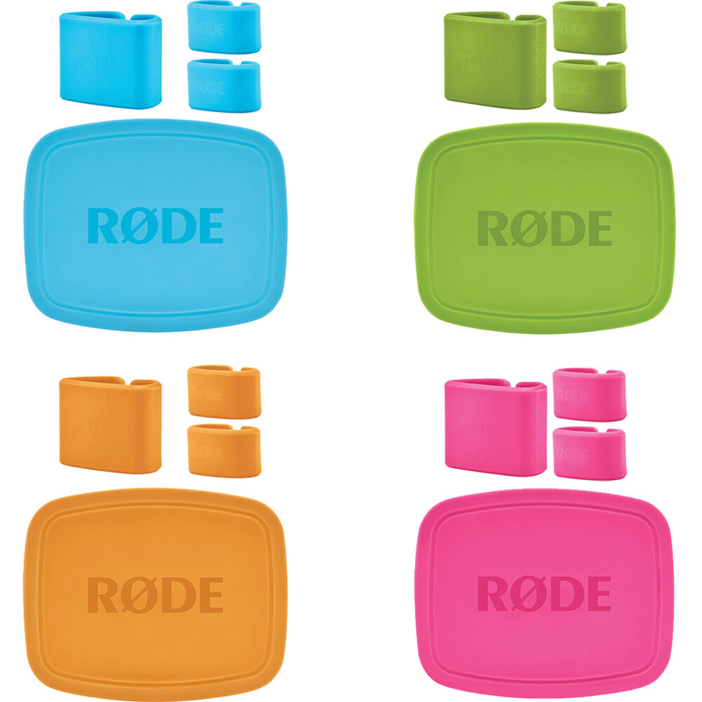 Rode Colors1 microphone accessories set for NT-USB Mini, featuring four vibrant color windscreens.