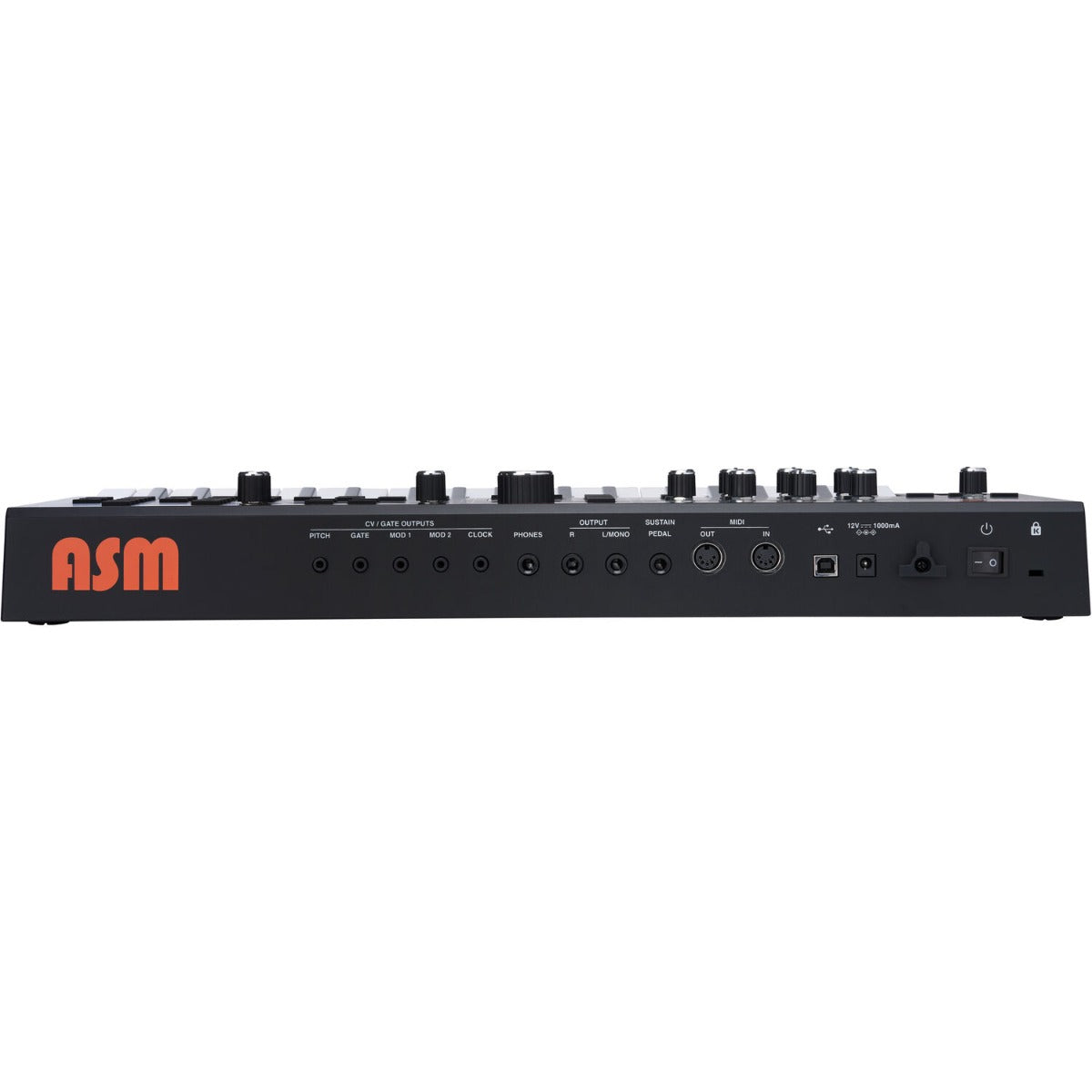 ASM Hydrasynth Explorer synthesizer with keyboard, showing control knobs and digital display, compact electronic music instrument.