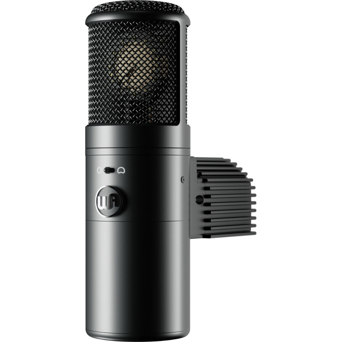 Warm Audio WA-8000 condenser microphone shown with its sleek design and professional build, ideal for studio recording.