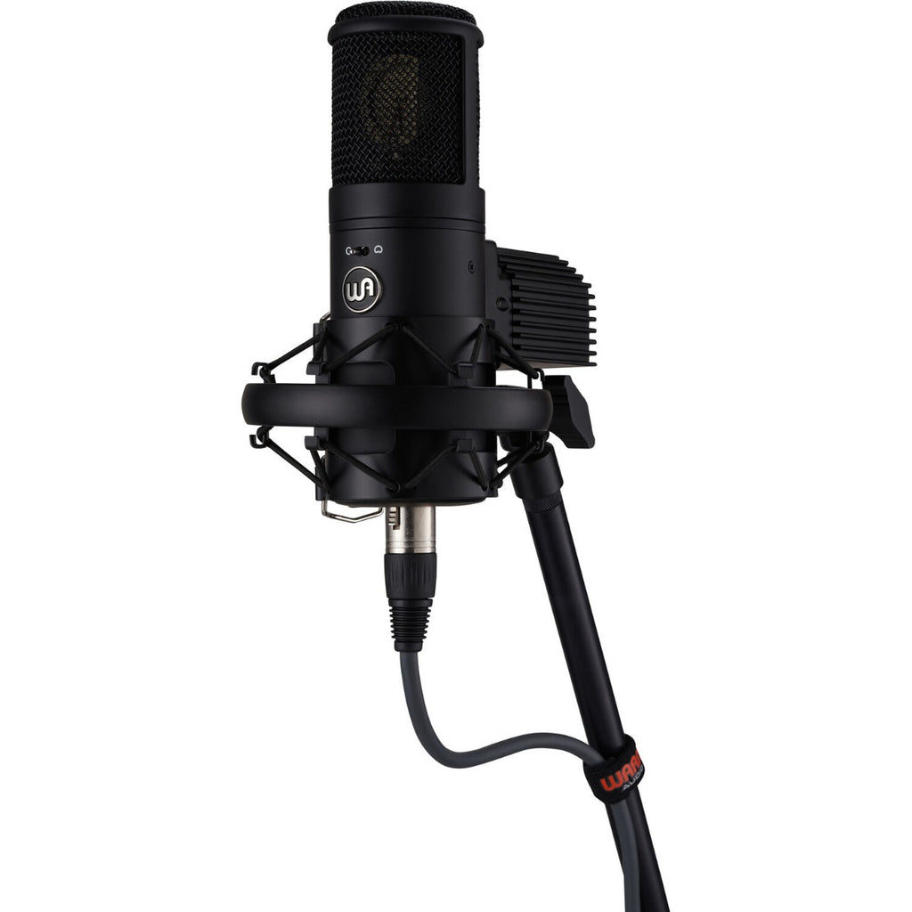 Warm Audio WA-8000 condenser microphone shown with its sleek design and professional build quality for studio recording.