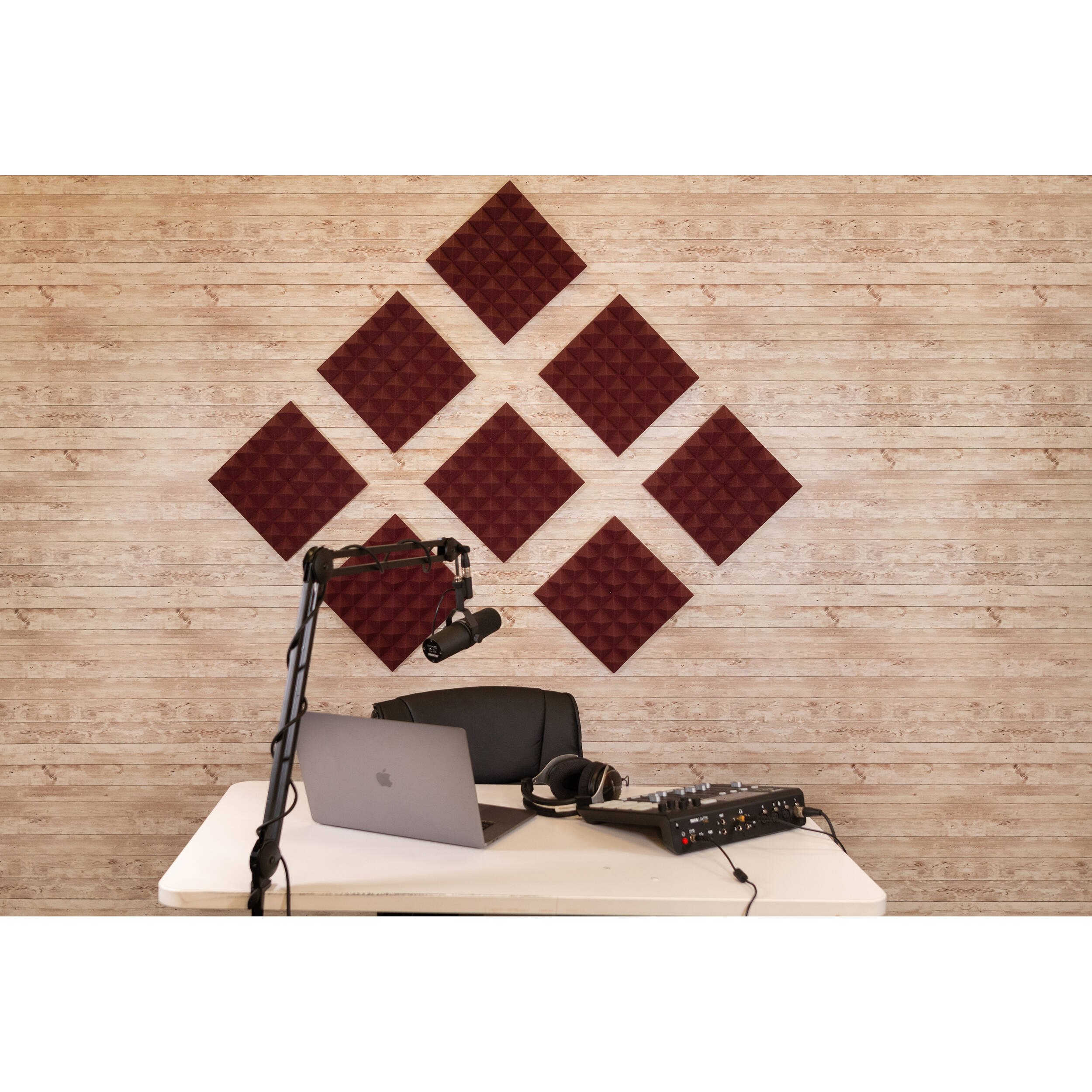 Gator Acoustic Pyramid Panel 12x12" (Burgundy, 8pcs.)