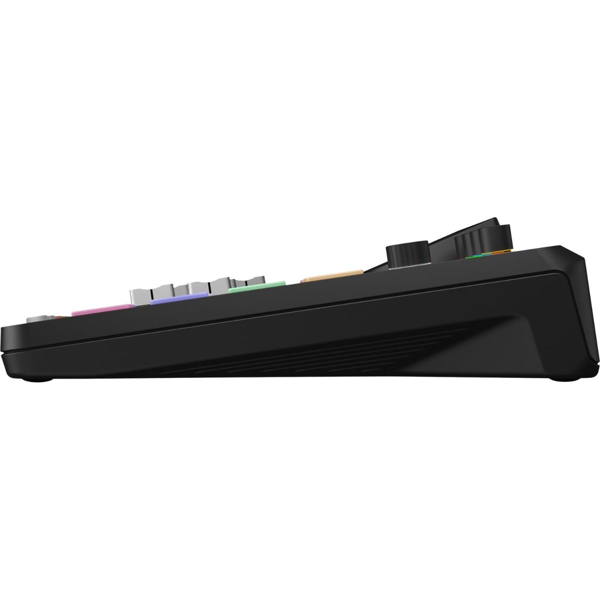 Rode RodeCaster Pro II digital mixer with multiple audio input channels and control knobs, professional audio equipment for streaming and recording.