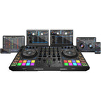 Reloop Mixon 8 Pro DJ controller with dual decks, vibrant pads, and jog wheels for seamless mixing and performance.