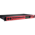Focusrite Clarett+ 8Pre audio interface with multiple input and output ports, professional-grade sound equipment for music production.
