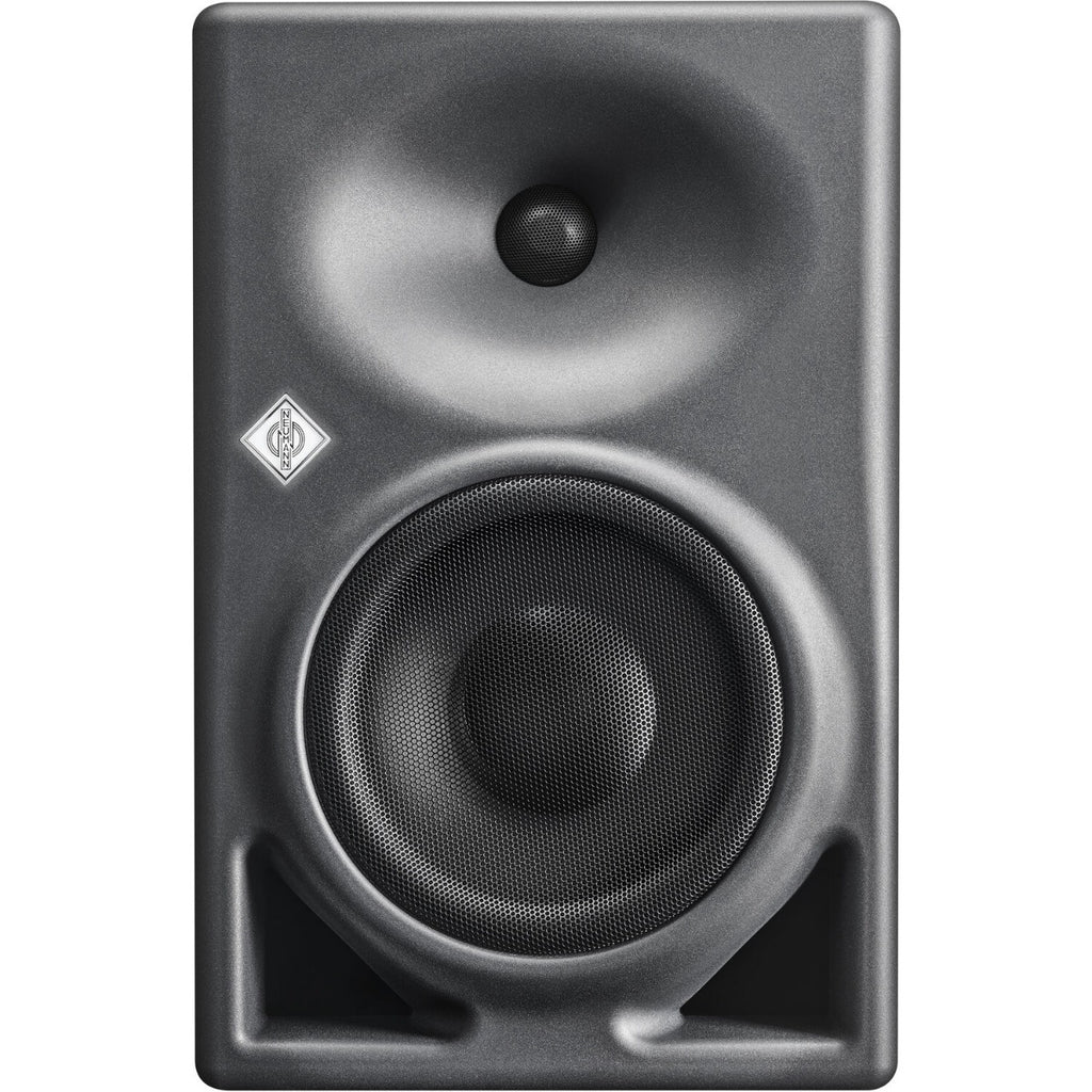Neumann KH 150 active nearfield monitors with black finish and front-facing controls, designed for professional audio mixing.