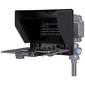 Feelworld TP10 portable 10-inch folding teleprompter for DSLR cameras, with reflective glass and adjustable stand.