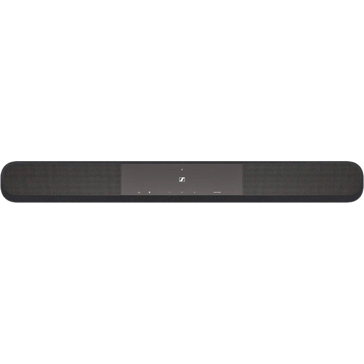 Sennheiser Ambeo Soundbar Plus with sleek black design and multiple speaker drivers for immersive TV sound.