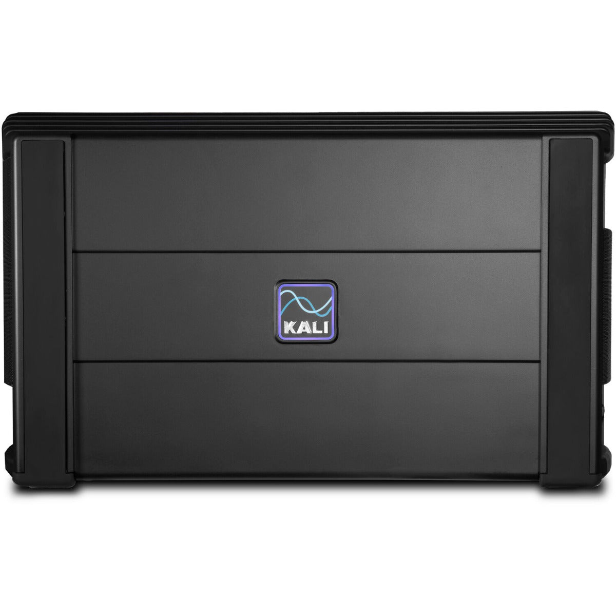 Pair of Kali Audio IN-UNF studio monitors with subwoofer in a professional studio setup, showcasing sleek black speaker design.