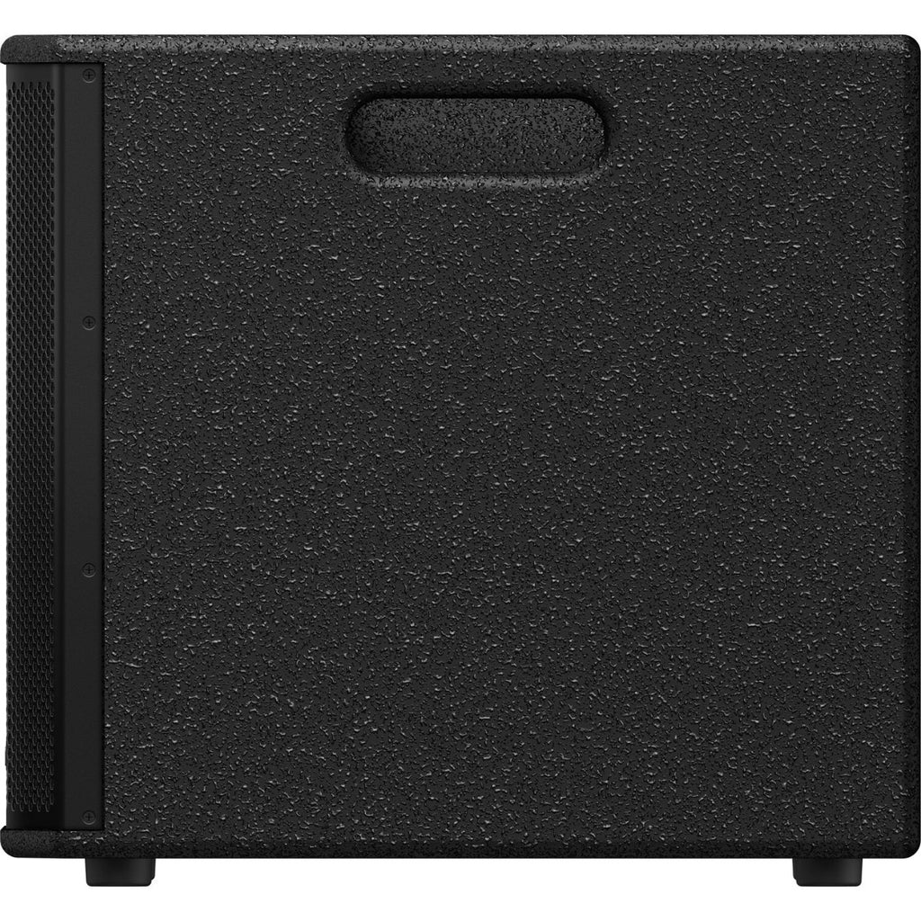 Pioneer DJ XPRS 1182S active subwoofer with black enclosure and control panel, designed for powerful bass in professional sound setups.