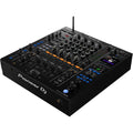 Pioneer DJM-A9 DJ mixer with multiple knobs, faders, and digital controls for professional DJ setup.
