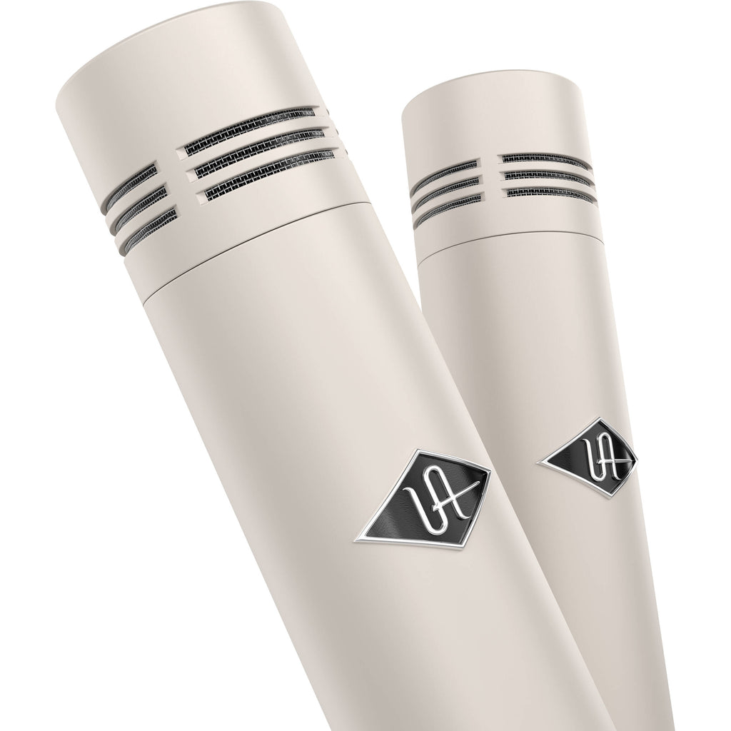 Universal Audio SP-1 condenser microphone shown with professional audio equipment and stand for studio recording.