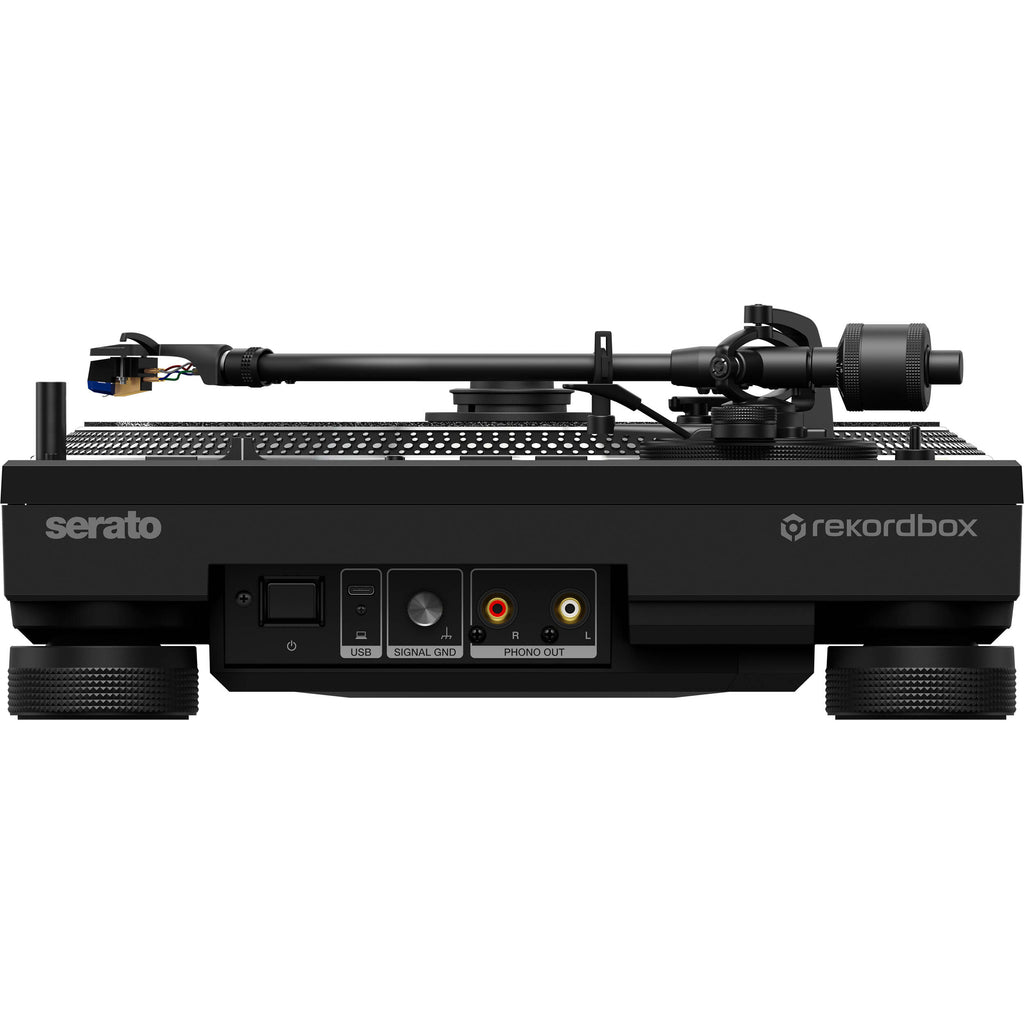 Pioneer DJ PLX-CRSS12 DJ turntable with sleek black design and control knobs, used for professional audio mixing.