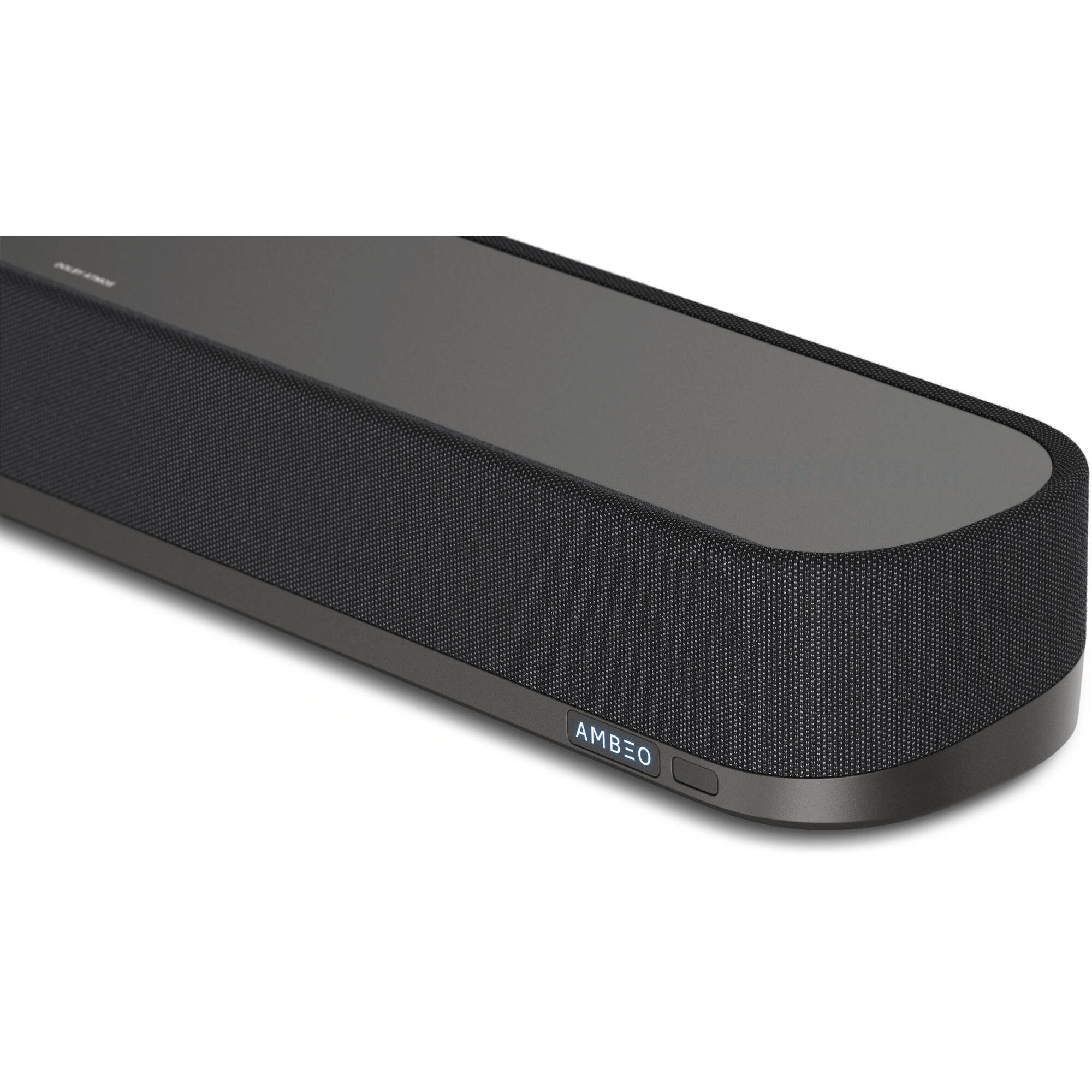 Sennheiser Ambeo Soundbar Mini with sleek black design and multiple speaker drivers for immersive TV audio.